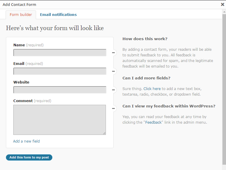 Jetpack Contact Form
